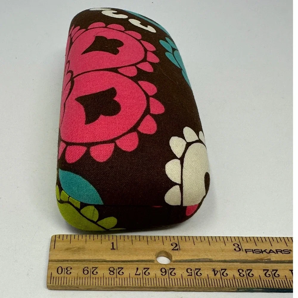 Vera Bradley Lola Floral Hard Clamshell Eyeglass Case Brown Pink Green Blue B0